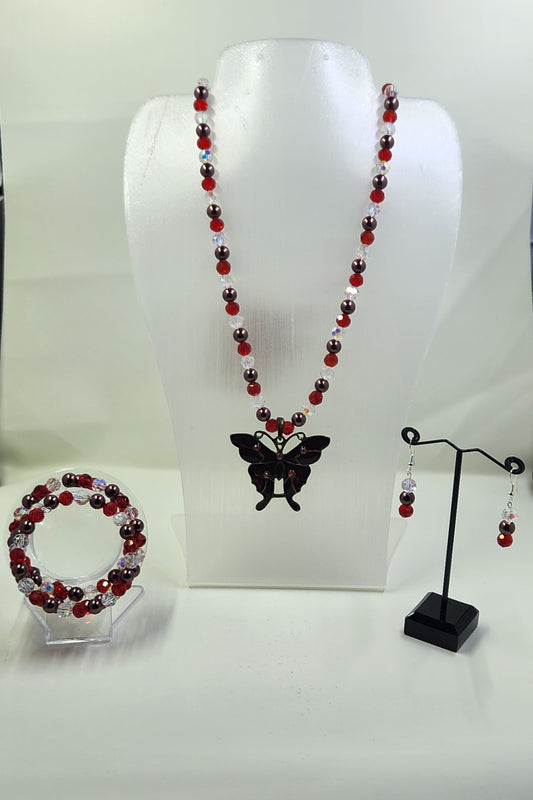 Handmade Butterfly Necklace, Bracelet and Earrings Set