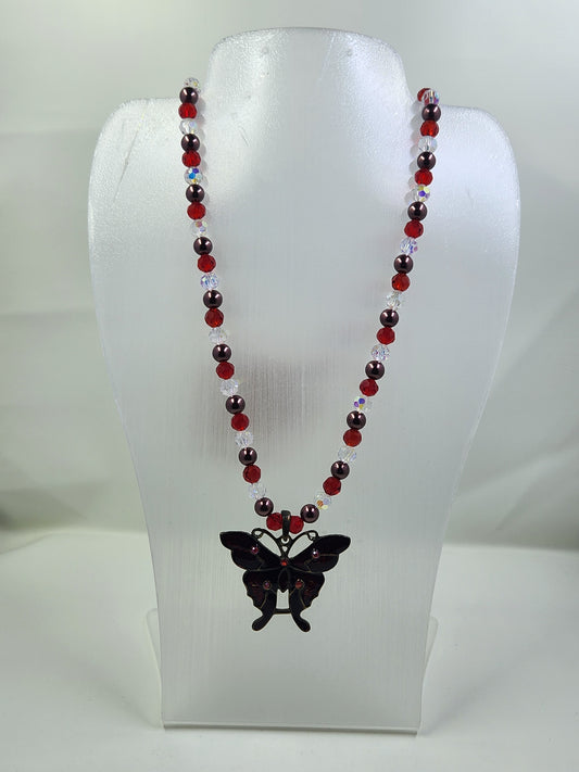 Handmade Red Butterfly Necklace