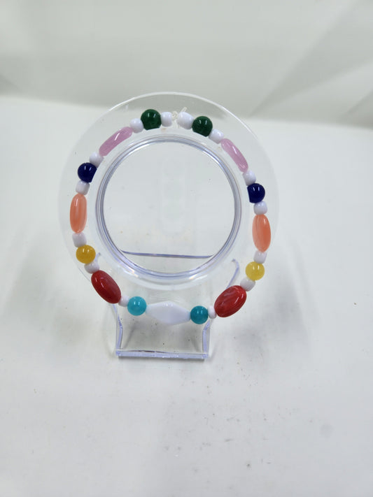 Handmade Colourful Ovals and White Beads Bracelet