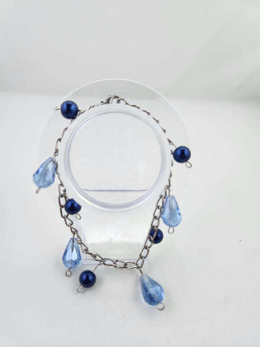 Handmade Blue Silver Chain Bracelet