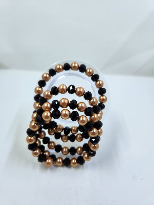 Handmade Black and Gold Pearl Wrap Around Bracelet