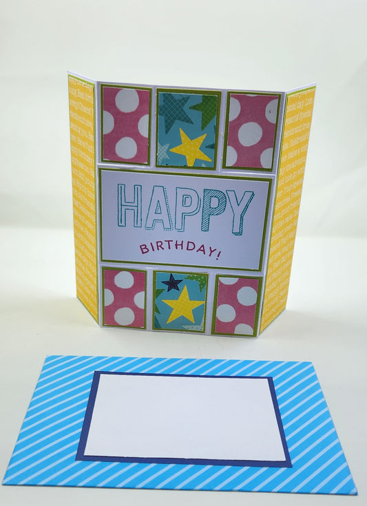 Handmade Triple Panel Fun Fold Birthday Card