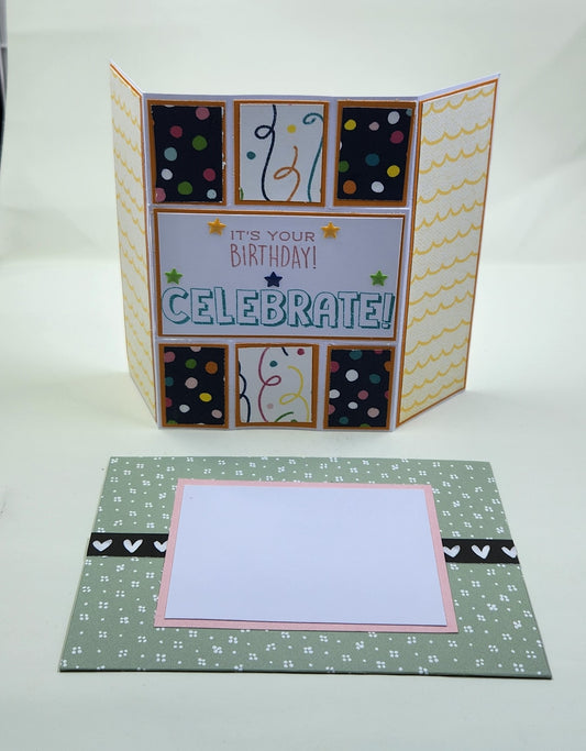 Handmade Triple Panel Fun Fold Birthday Card