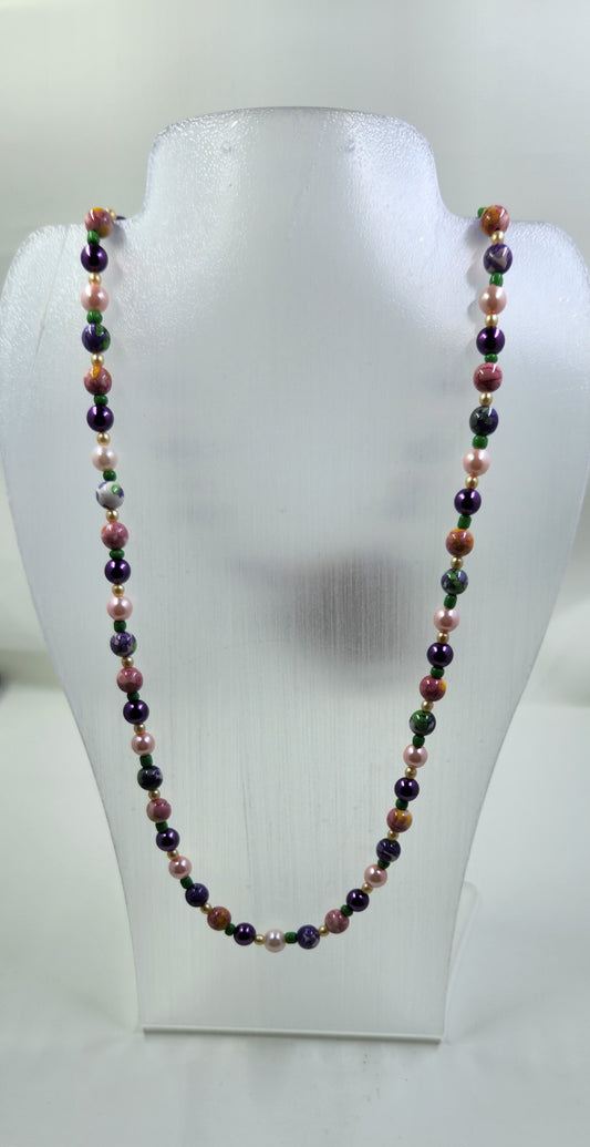 Handmade Light Pink & Dark Purple Necklace