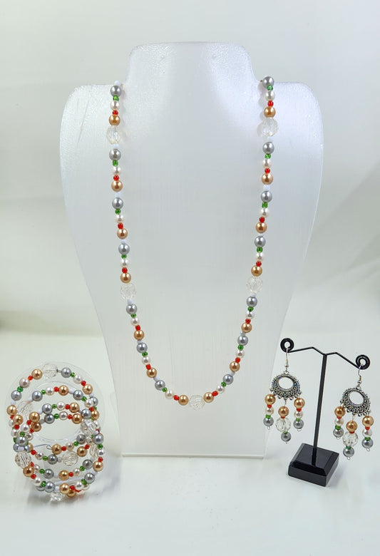 Handmade Gold, Silver and Clear Crystal Jewellery Set