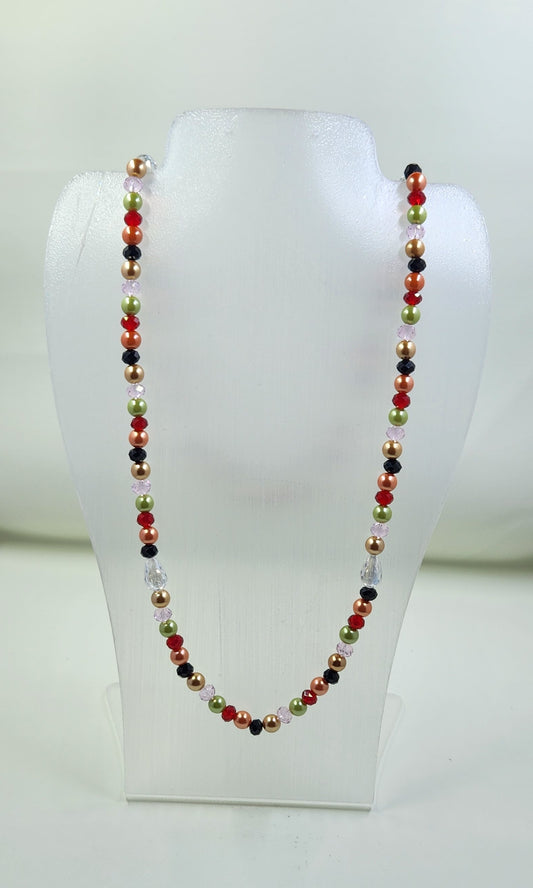 Handmade Colourful Pearl ans Crystal Beaded Necklace