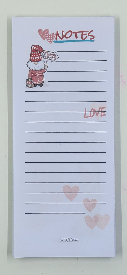 Handmade Gnome Love Slim Notepad